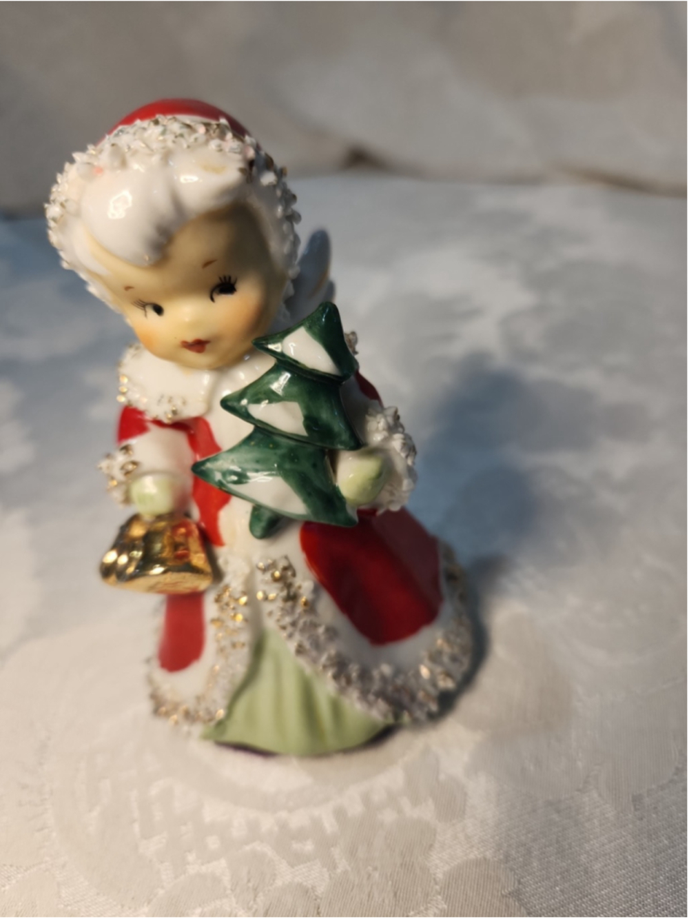 Lefton Exclusive Vintage Angel Bell Porcelain Spaghetti Trim Holding Tree - Picture 13 of 13